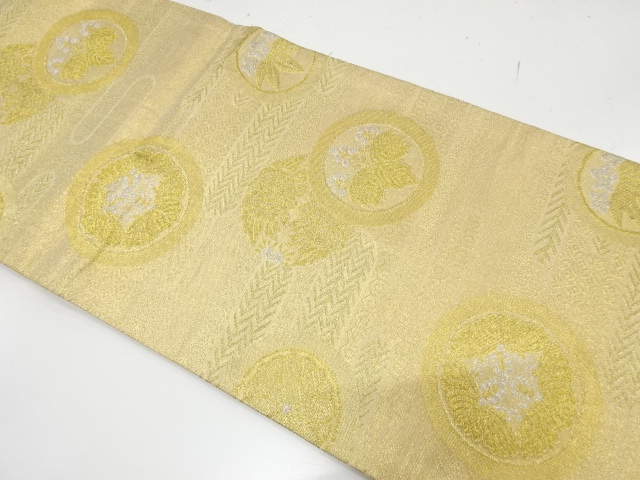 JAPANESE KIMONO / ANTIQUE FUKURO OBI / SILK / WOVEN FLOWER ROUNDEL